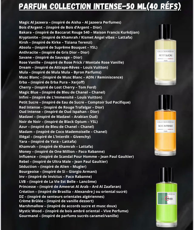 Pack de 4 parfum collection intense ( faites votre choix )